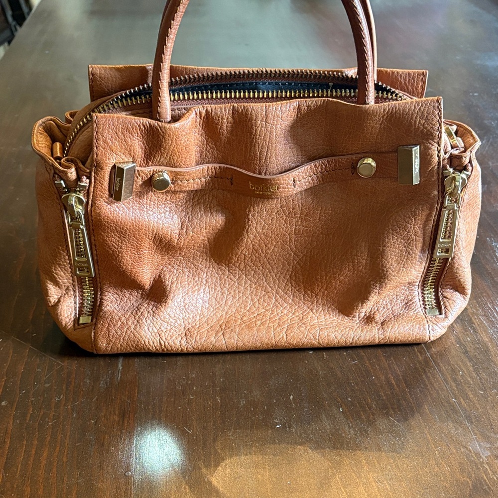 Botkier Tan Leather Satchel with Gold Accents